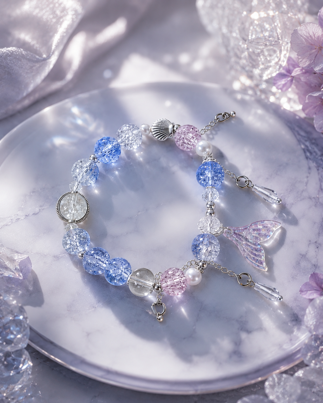 Mermaid Charm Beaded Bracelet