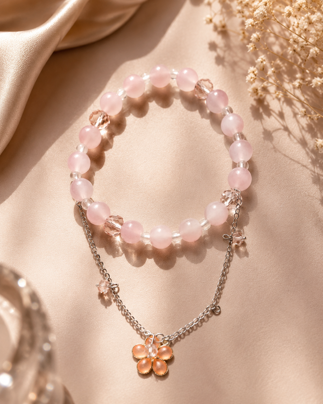 Rose Quartz & Crystal Bracelet