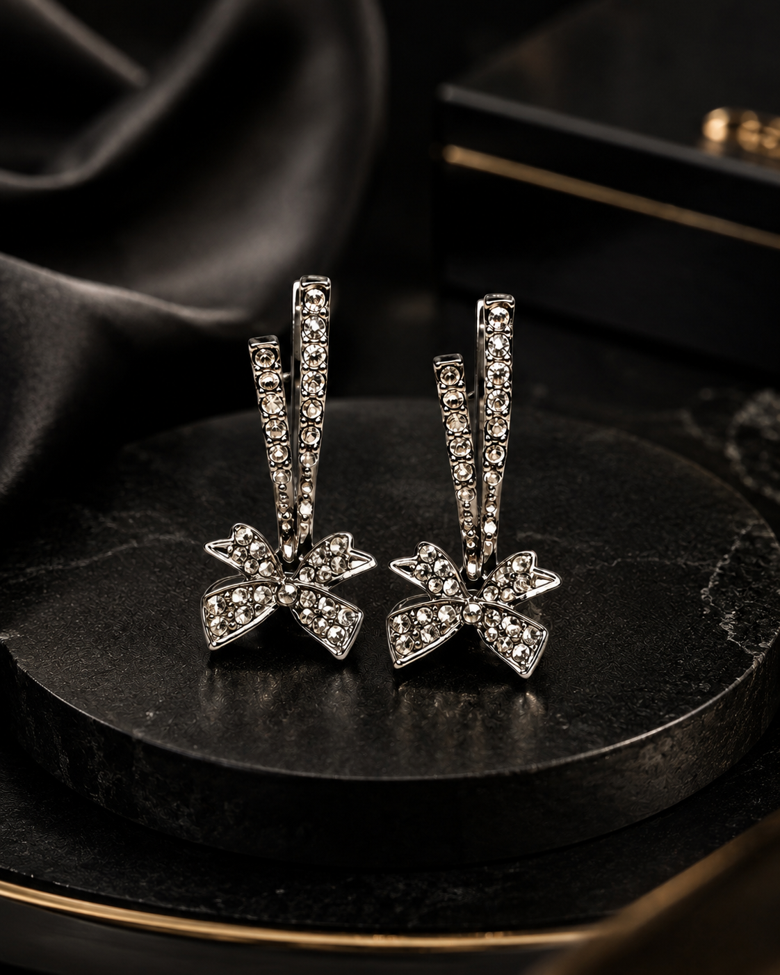 Bow Rhinestone Drop Earrings
