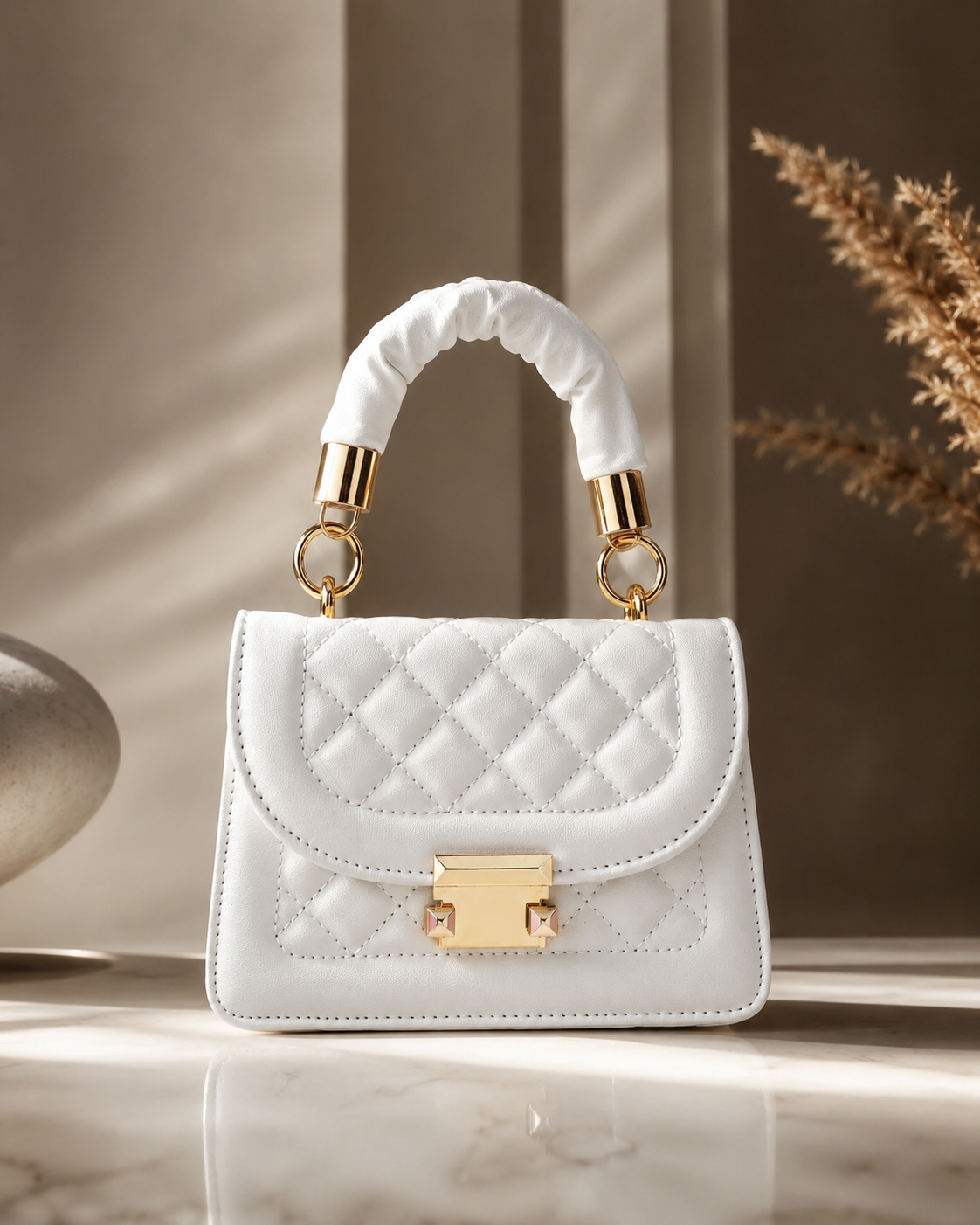 Quilted Mini Bag Collection in White