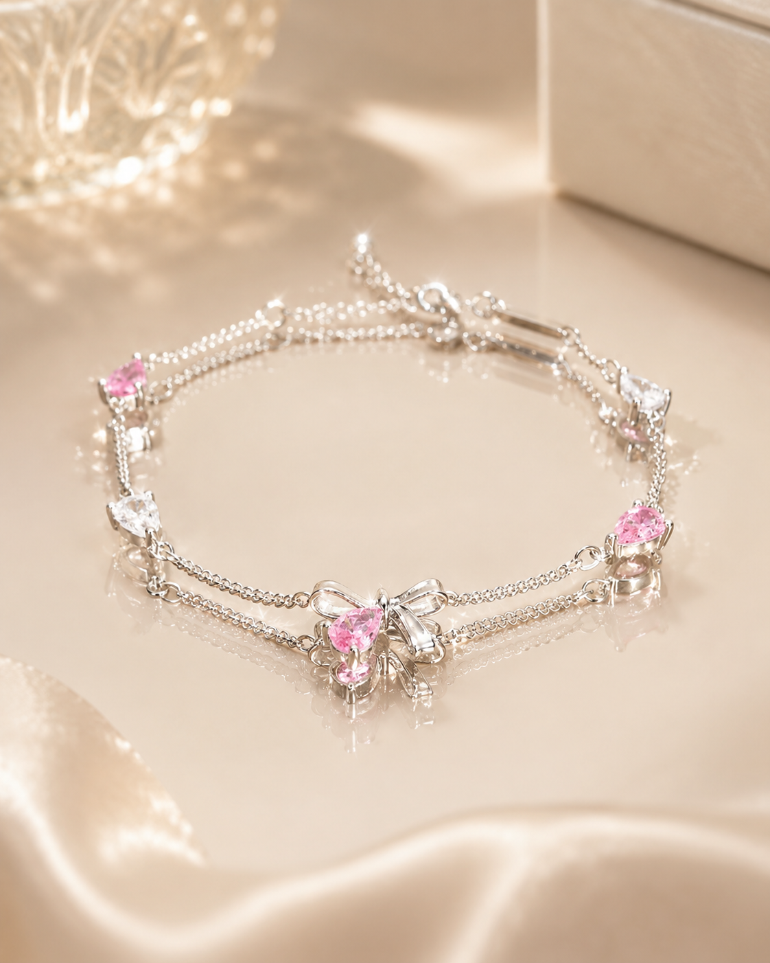 Pink Bow Stone Bracelet
