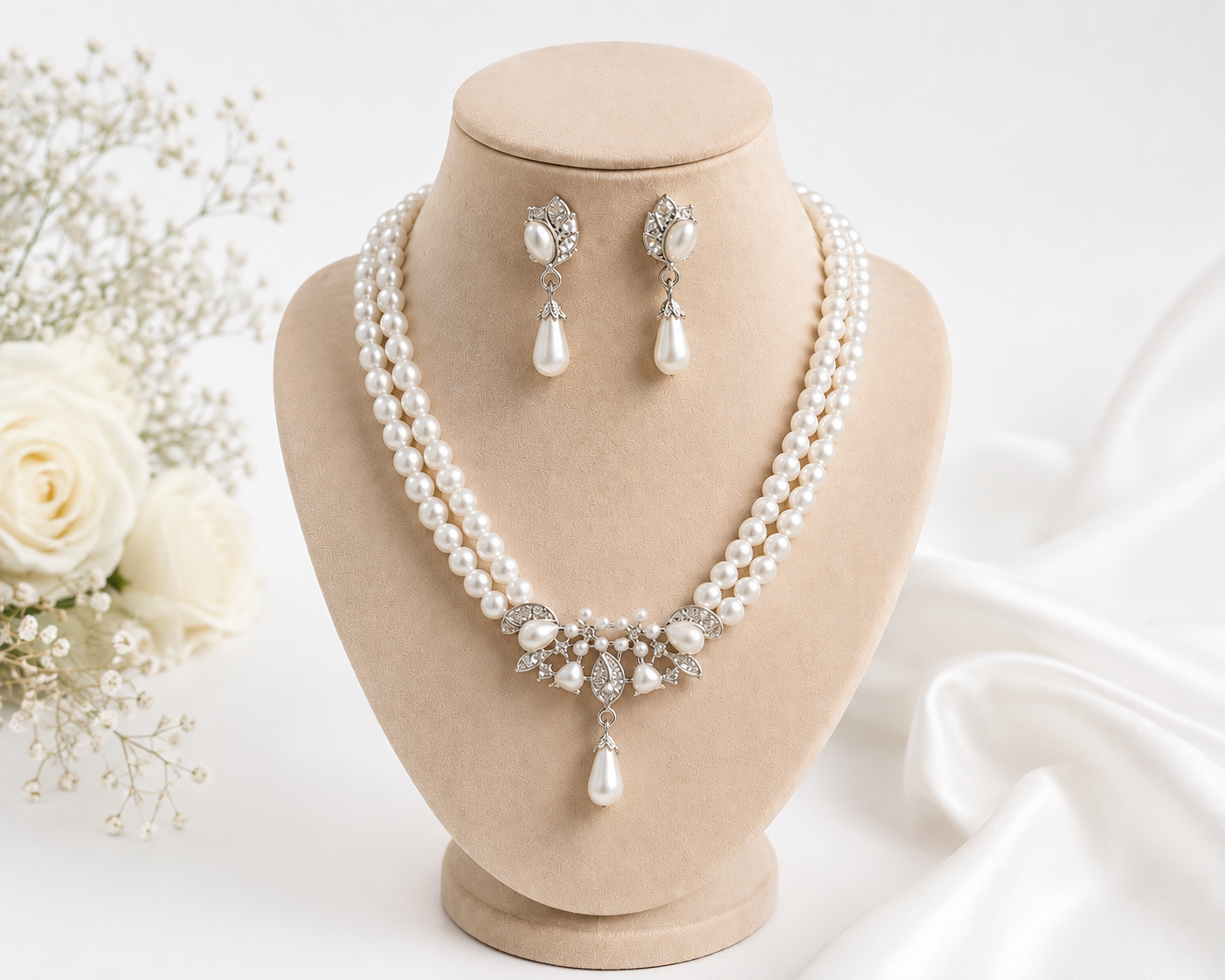 Elegant Pearl Necklace Set