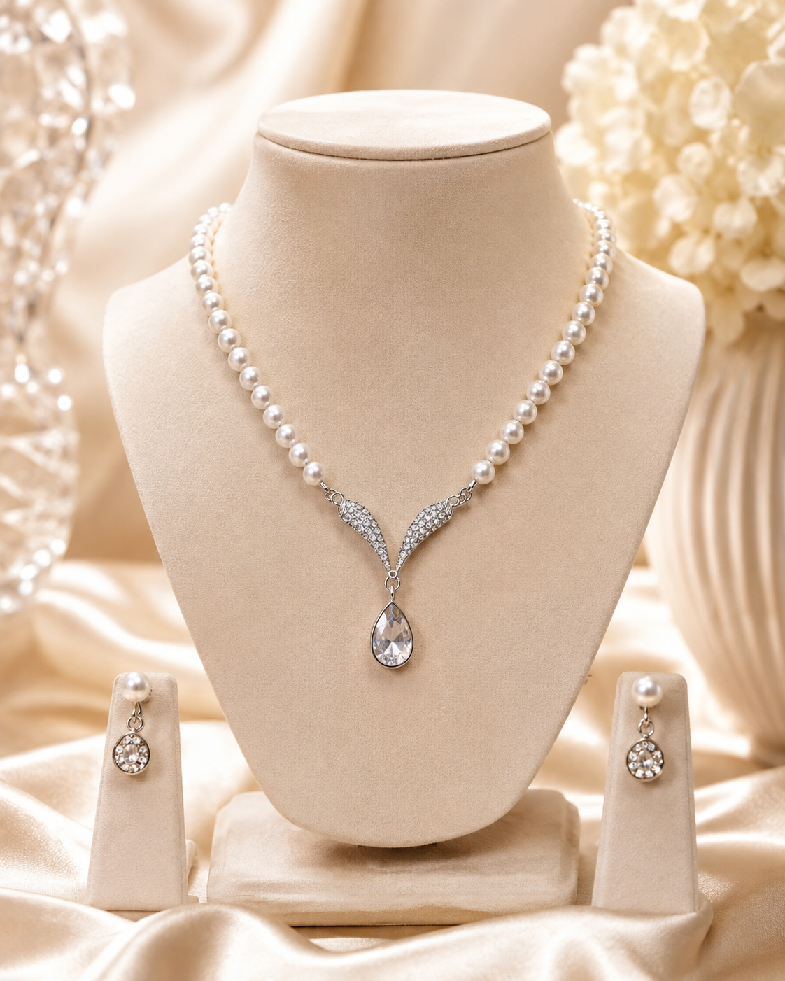 Pearl & Crystal Necklace Set