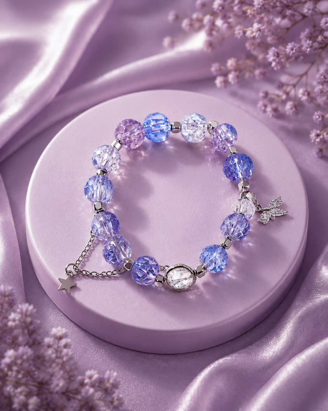 Faceted Beaded Bracelet in Light blue